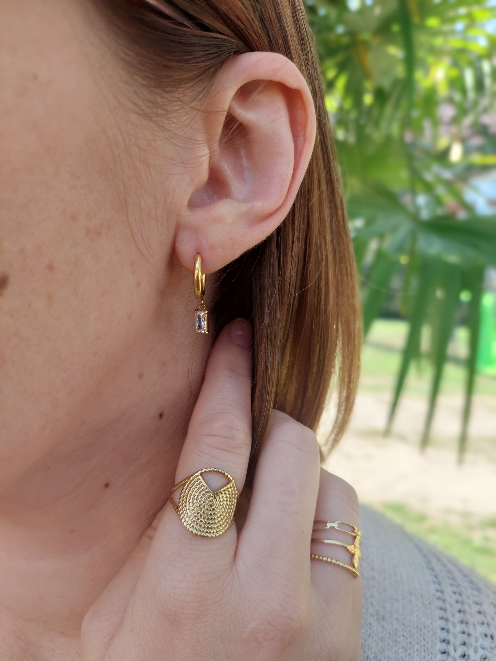 boucles d'oreilles tendances en acier inoxydable