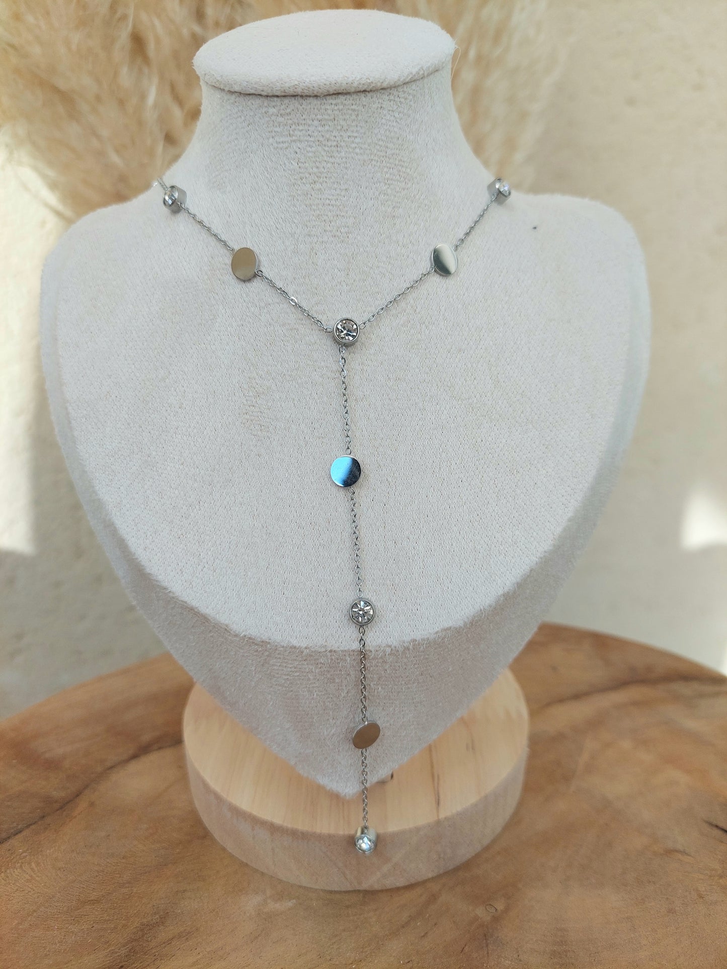 collier AYA avec oxyde de zirconium en acier inoxydable