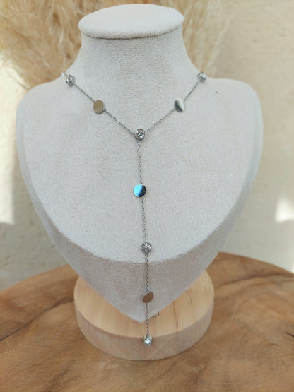 collier AYA avec oxyde de zirconium en acier inoxydable