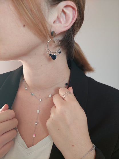 Boucles d'oreilles en acier inoxydable argenté avec des pampilles