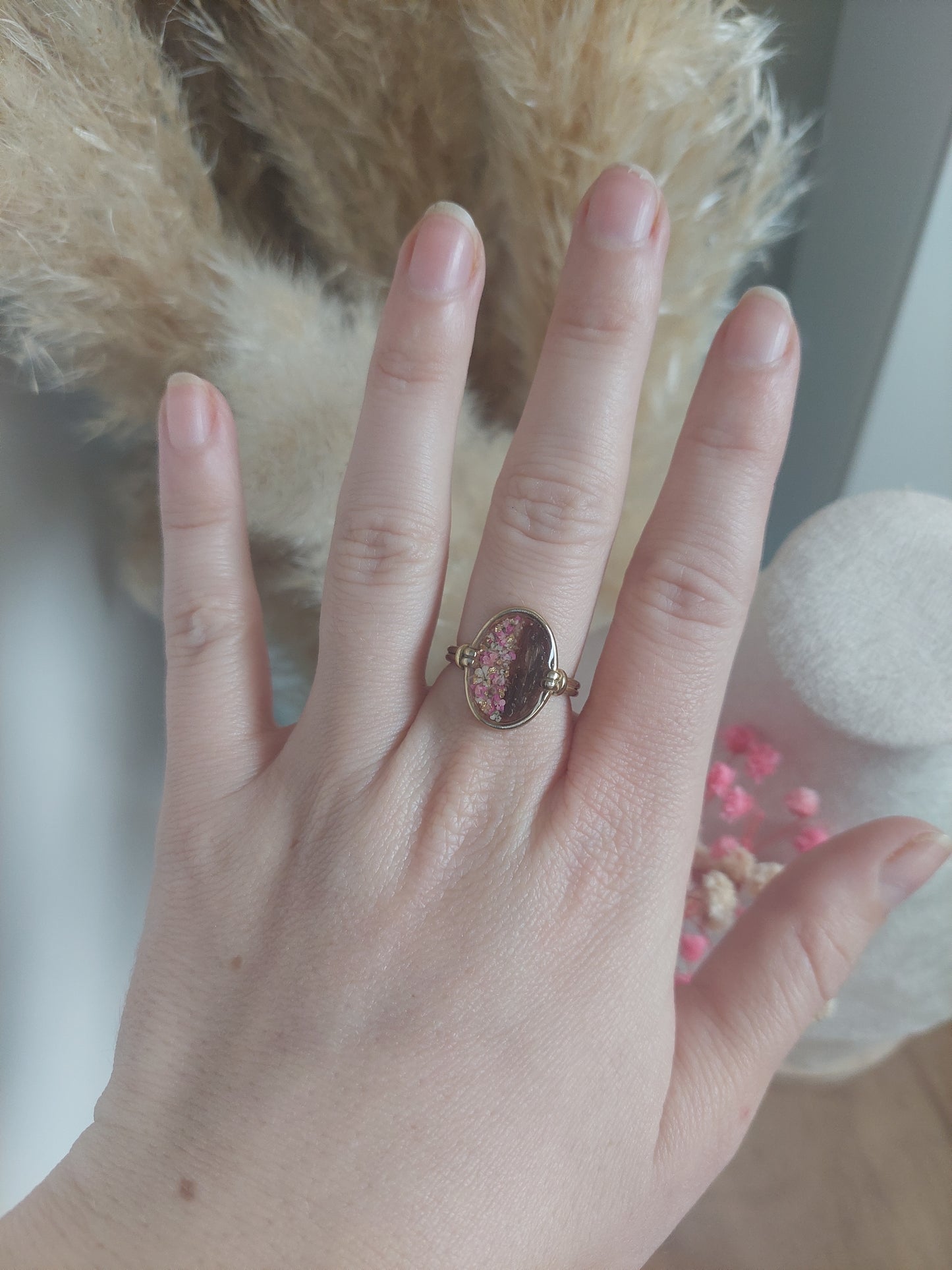 bijou pet mémorial: bague réglable en acier inoxydable avec insertion d'une mèche de cheveux 