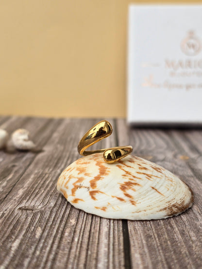 bague doré réglable sur l'avant de forme géométrique 