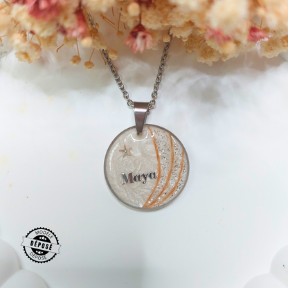 collier pet mémorial avec 3 mèches de poils courbées