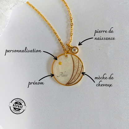 collier souvenir enfant avec une pierre de naissance