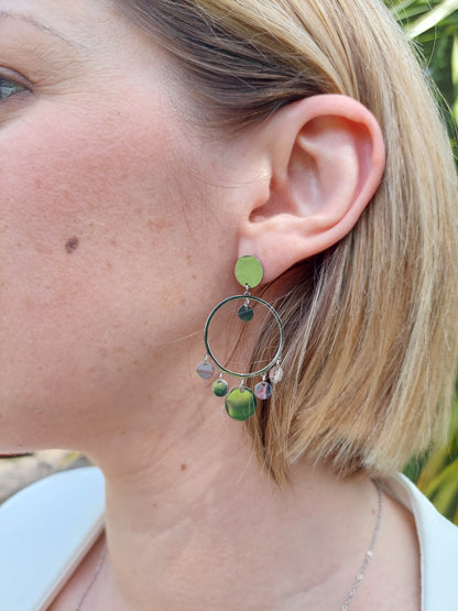 Boucles d'oreilles en acier inoxydable argenté avec des pampilles