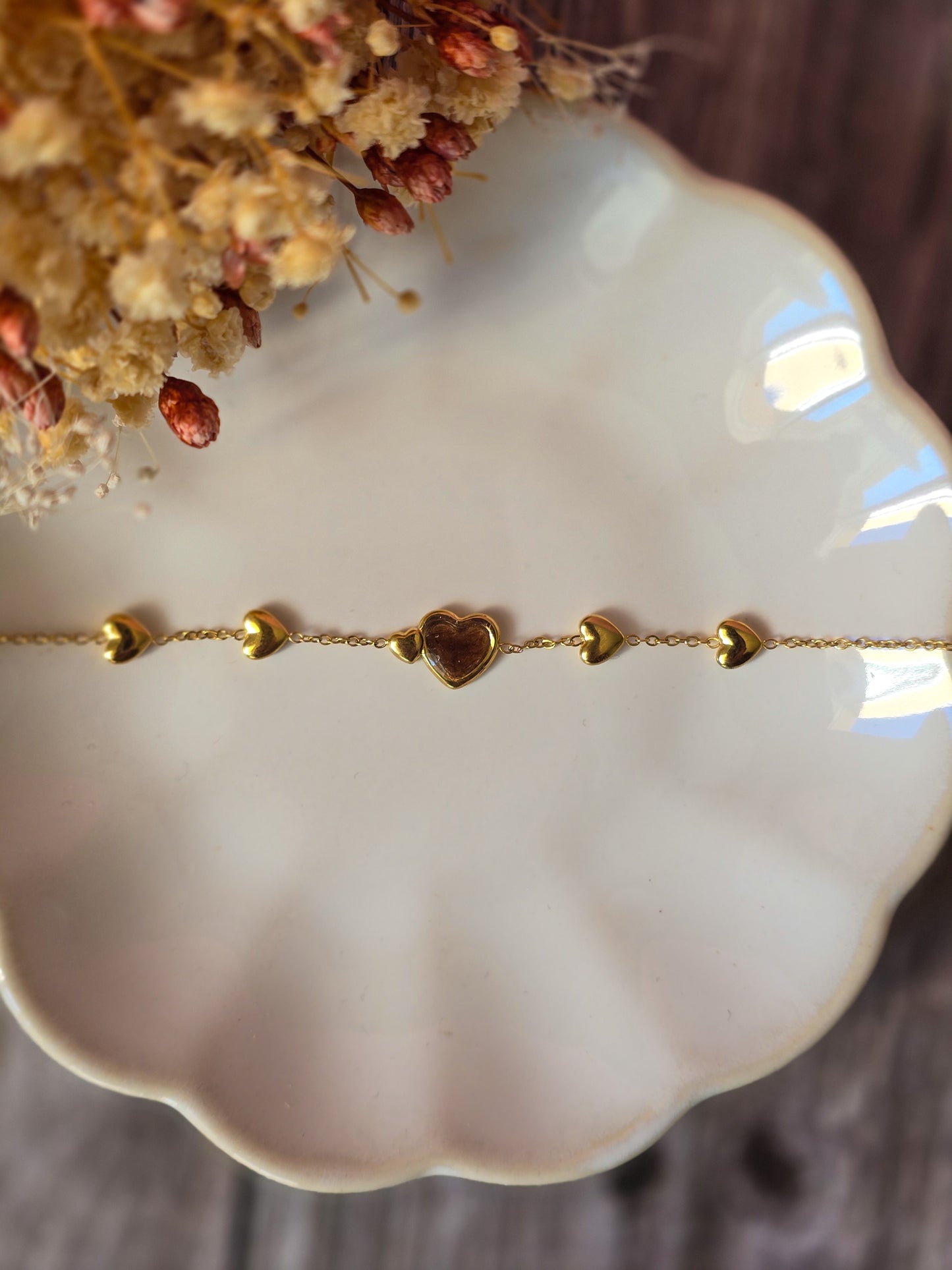 Bracelet pet mémorial avec des coeurs