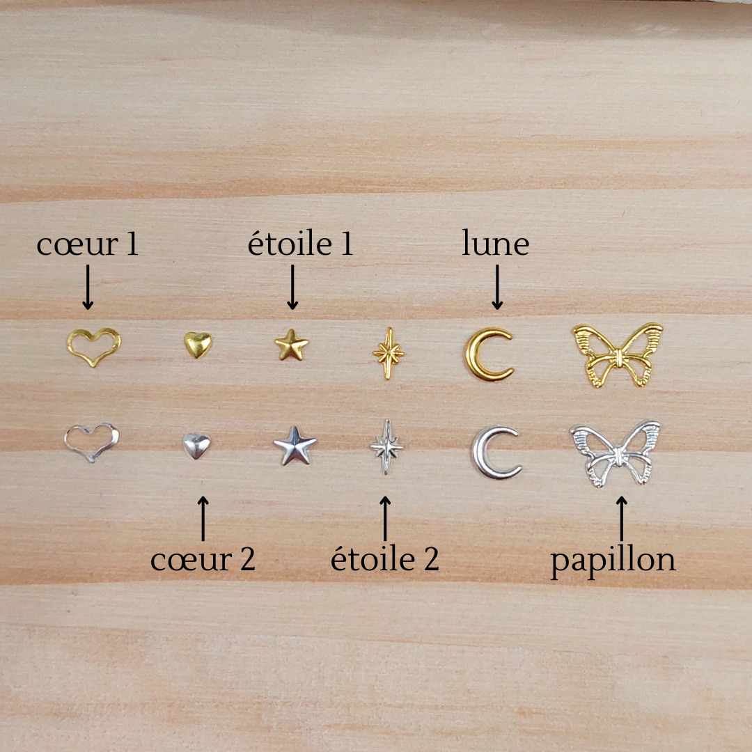 éléments décoratif coeur étoile lune papillon