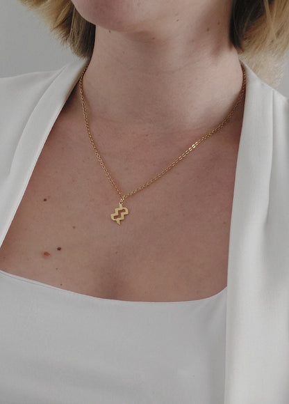 coller personnalisable en acier inoxydable et un pendentif en signe du zodiaque Verseau